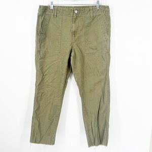 Trave Deja Utility Taper High Rise Pants Green Raw Hem